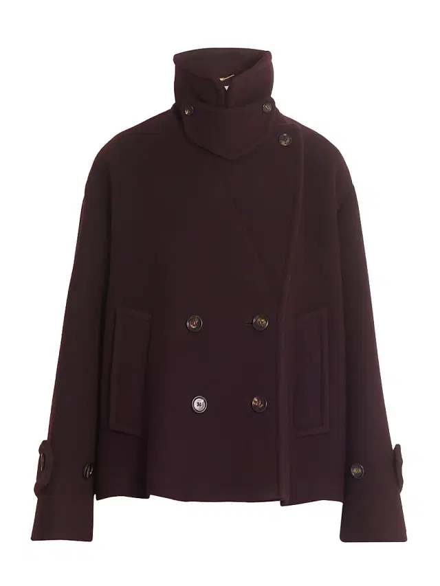 Chloé Women's Double-Breasted Wool-Blend Coat - Deep Purple