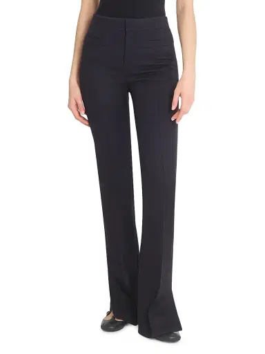 Chloé Women's Seasona Stretch-Cotton Straight-Leg Slit Pants - Black | Thumbnail 3 Chloé Women's Seasona Stretch-Cotton Straight-Leg Slit Pants - Black | Thumbnail 3