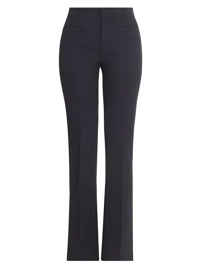 Chloé Women's Seasona Stretch-Cotton Straight-Leg Slit Pants - Black