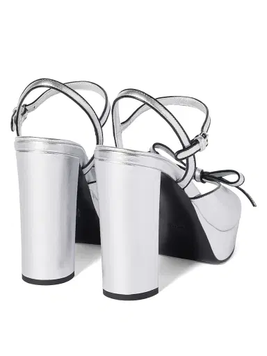 Miu Miu Women's Mordoré Nappa Leather Platform Sandals - Silver - Size 10 | Thumbnail 2