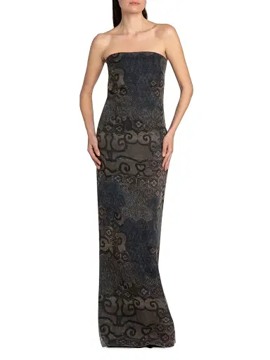 Giorgio Armani Women's Geometric Silk Strapless Column Gown | Thumbnail 2 Giorgio Armani Women's Geometric Silk Strapless Column Gown | Thumbnail 2
