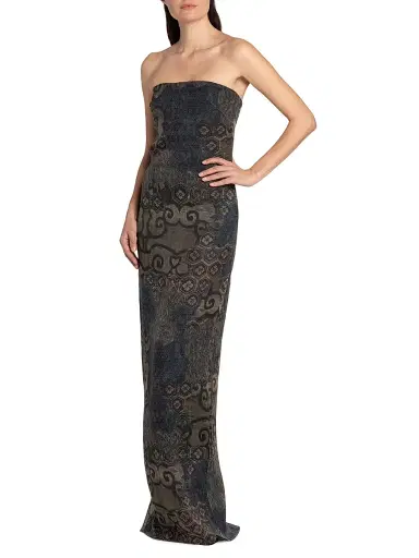 Giorgio Armani Women's Geometric Silk Strapless Column Gown | Thumbnail 4 Giorgio Armani Women's Geometric Silk Strapless Column Gown | Thumbnail 4