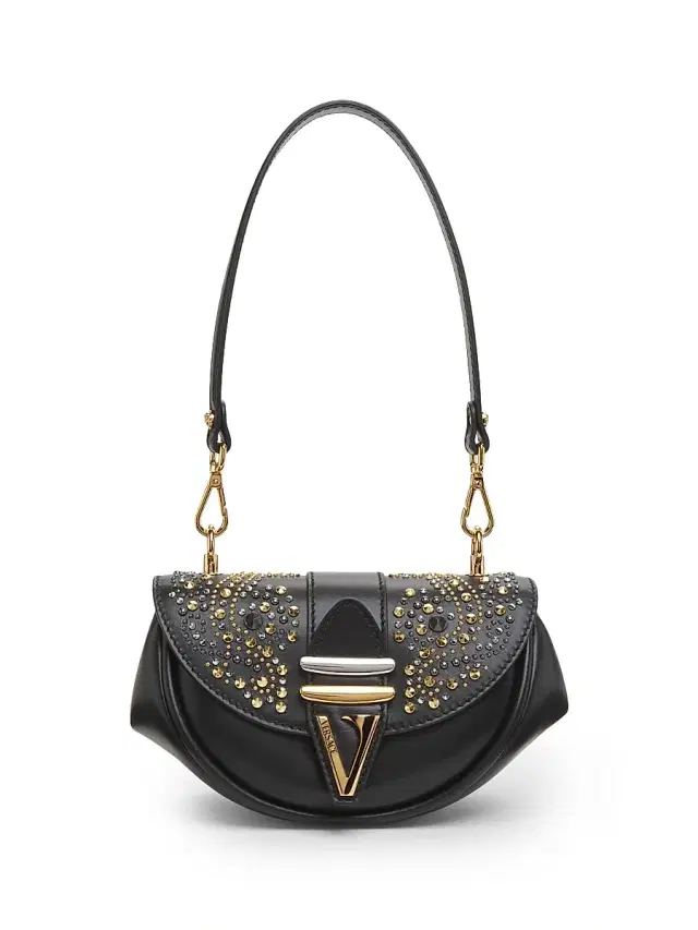 Women's Virtus Leather  Shoulder Bag - Nero Oro  Palladio