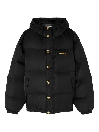 Versace Men's Logo Down Puffer Jacket - Black - Size 46 | Thumbnail 1