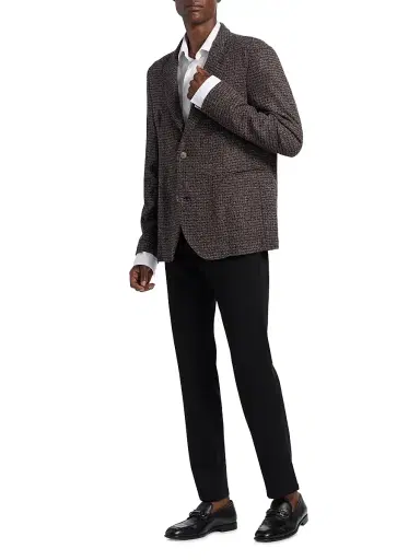 Emporio Armani Men's Virgin Wool-Blend Bouclé Jacket - Merlot - Size 48 | Thumbnail 2 Emporio Armani Men's Virgin Wool-Blend Bouclé Jacket - Merlot - Size 48 | Thumbnail 2