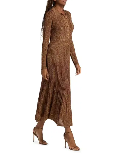 Zimmermann Women's Mouline Rib-Knit Midi-Dress - Chocolate Multi | Thumbnail 2 Zimmermann Women's Mouline Rib-Knit Midi-Dress - Chocolate Multi | Thumbnail 2