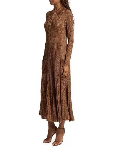 Zimmermann Women's Mouline Rib-Knit Midi-Dress - Chocolate Multi | Thumbnail 4 Zimmermann Women's Mouline Rib-Knit Midi-Dress - Chocolate Multi | Thumbnail 4