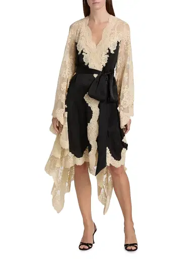 Zimmermann Women's Hypnotic Lace & Satin Wrap Dress - Black | Thumbnail 3 Zimmermann Women's Hypnotic Lace & Satin Wrap Dress - Black | Thumbnail 3