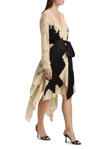 Zimmermann Women's Hypnotic Lace & Satin Wrap Dress - Black | Thumbnail 4 Zimmermann Women's Hypnotic Lace & Satin Wrap Dress - Black | Thumbnail 4