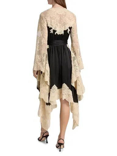 Zimmermann Women's Hypnotic Lace & Satin Wrap Dress - Black | Thumbnail 5 Zimmermann Women's Hypnotic Lace & Satin Wrap Dress - Black | Thumbnail 5