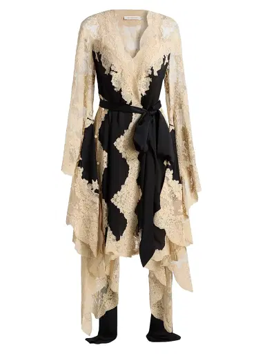 Zimmermann Women's Hypnotic Lace & Satin Wrap Dress - Black | Thumbnail 1 Zimmermann Women's Hypnotic Lace & Satin Wrap Dress - Black | Thumbnail 1