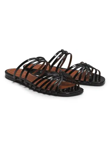 Zimmermann Women's Aura Patent Leather Slip-On Sandals - Black - Size 10 | Thumbnail 2