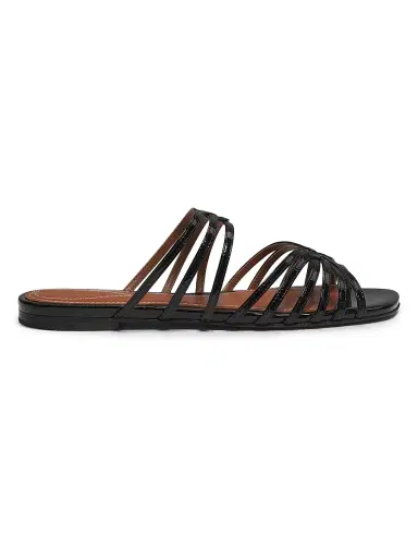 Zimmermann Women's Aura Patent Leather Slip-On Sandals - Black - Size 10 | Thumbnail 1