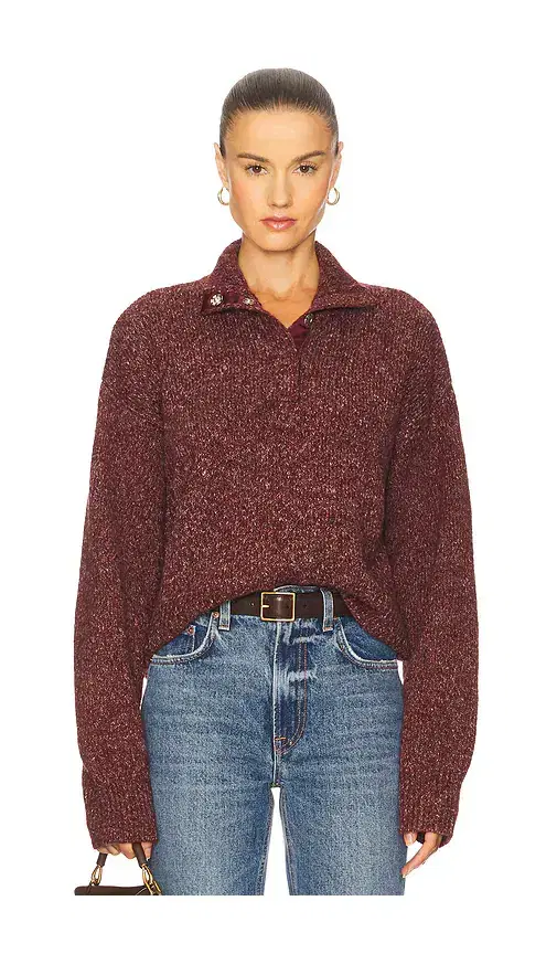 Henley Snap Front Sweater