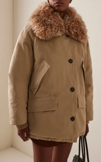 Prada Shearling-Trimmed Cotton Down Jacket | Thumbnail 3 Prada Shearling-Trimmed Cotton Down Jacket | Thumbnail 3