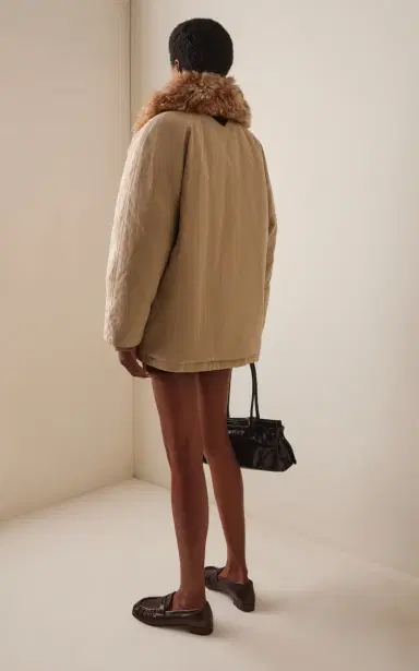 Prada Shearling-Trimmed Cotton Down Jacket | Thumbnail 4 Prada Shearling-Trimmed Cotton Down Jacket | Thumbnail 4