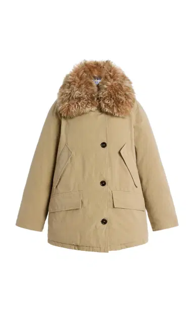 Prada Shearling-Trimmed Cotton Down Jacket | Thumbnail 1 Prada Shearling-Trimmed Cotton Down Jacket | Thumbnail 1