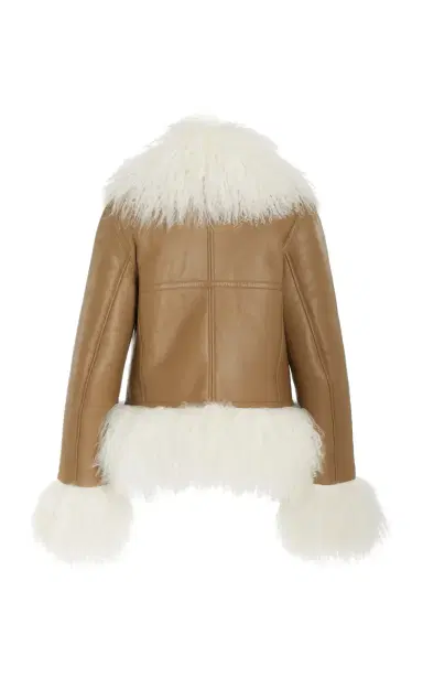 Michael Kors Collection Shearling-Trimmed Leather Moto Jacket | Thumbnail 4