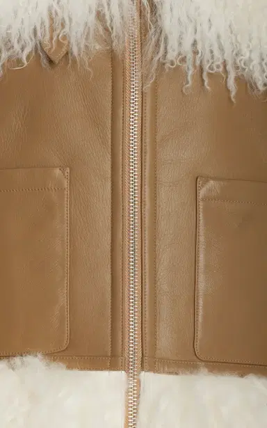 Michael Kors Collection Shearling-Trimmed Leather Moto Jacket | Thumbnail 5