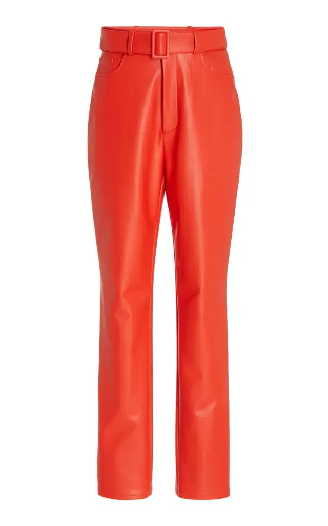 LAPOINTE Stretch Faux Leather High Waisted Belted Slim Jean