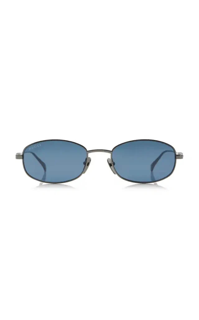 Gucci Oval-Frame Metal Sunglasses