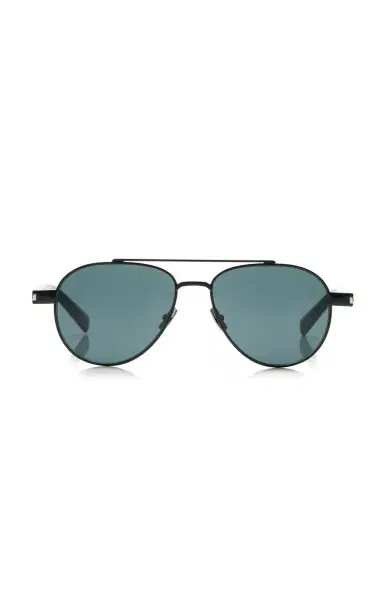 Saint Laurent Aviator-Frame Metal Sunglasses | Thumbnail 4