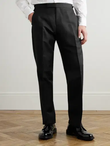 MR P. Mike Straight-Leg Wool, Mohair and Silk-Blend Twill Tuxedo Trousers - Men | Thumbnail 3