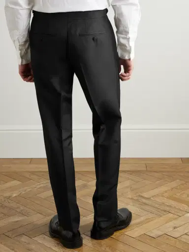 MR P. Mike Straight-Leg Wool, Mohair and Silk-Blend Twill Tuxedo Trousers - Men | Thumbnail 4