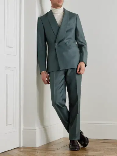 MR P. Slim-Fit Double-Breasted Shawl-Lapel Wool, Mohair and Silk-Blend Twill Tuxedo Jacket - Men | Thumbnail 2