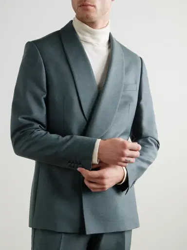 MR P. Slim-Fit Double-Breasted Shawl-Lapel Wool, Mohair and Silk-Blend Twill Tuxedo Jacket - Men | Thumbnail 3