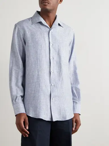 Loro Piana André Striped Linen Shirt - Men | Thumbnail 3 Loro Piana André Striped Linen Shirt - Men | Thumbnail 3