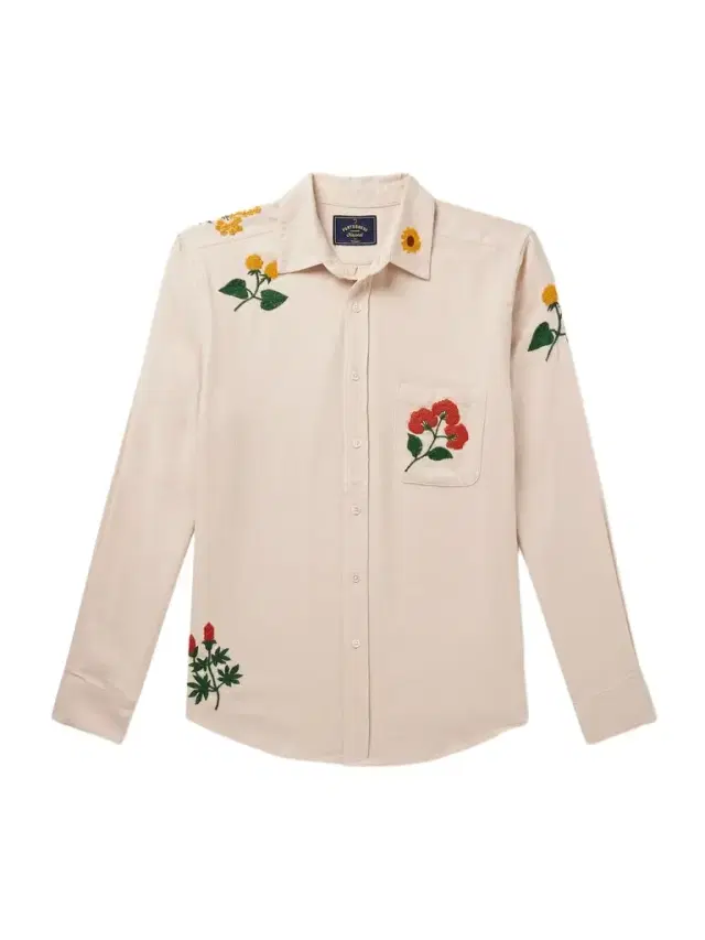 Portuguese Flannel Embroidered Organic Cotton-Flannel Shirt - Men
