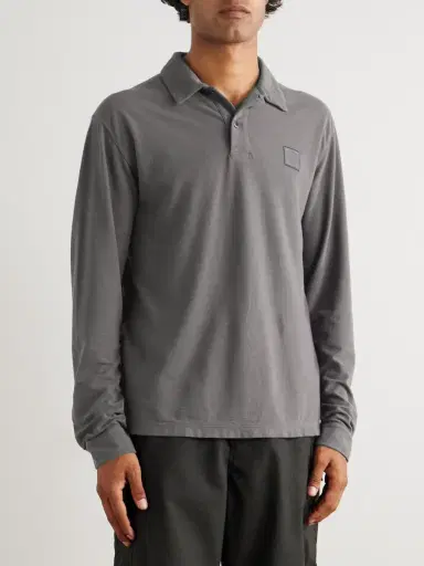 Stone Island STONE ISLAND GHOST Logo-Appliquéd Cotton-Jersey Polo Shirt - Men | Thumbnail 3