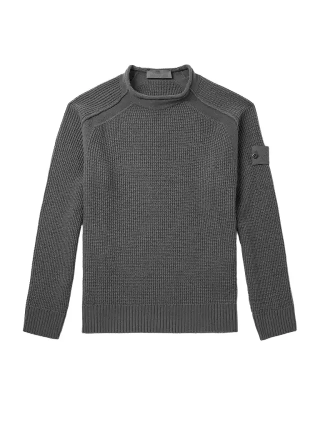 STONE ISLAND GHOST Waffle-Knit Virgin Wool Sweater - Men STONE ISLAND GHOST Waffle-Knit Virgin Wool Sweater - Men