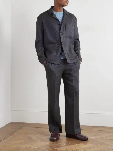 PIACENZA 1733 Straight-Leg Herringbone Wool, Linen and Cashmere-Blend Trousers - Men | Thumbnail 2 PIACENZA 1733 Straight-Leg Herringbone Wool, Linen and Cashmere-Blend Trousers - Men | Thumbnail 2