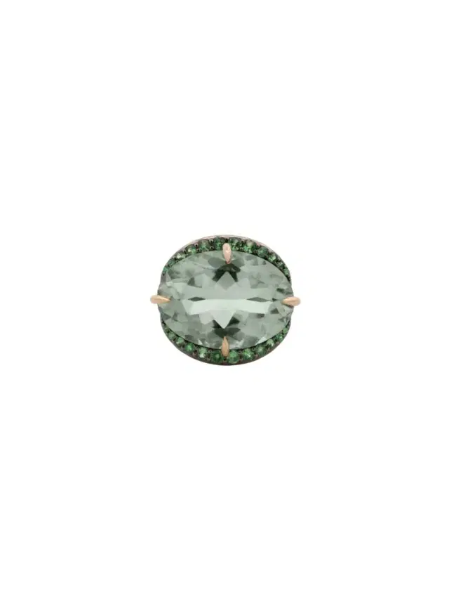 Wish Fine Jewelry 13.15ct Green Amethyst Tsavorita 18K Gold Ring