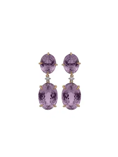 Wish Fine Jewelry 22.13cts Kunzite Diamond 18K Gold Earring | Thumbnail 1 Wish Fine Jewelry 22.13cts Kunzite Diamond 18K Gold Earring | Thumbnail 1