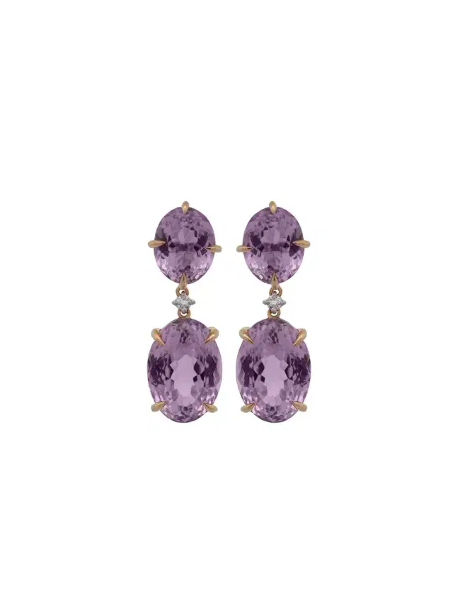 Wish Fine Jewelry 22.13cts Kunzite Diamond 18K Gold Earring