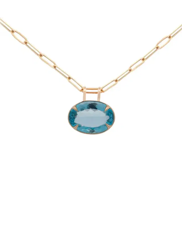 34,50cts Blue Topaz 18K Gold Pendant Blue Topaz