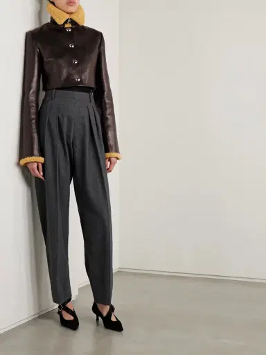 Khaite Jodie Cropped Shearling-trimmed Leather Jacket | Thumbnail 2