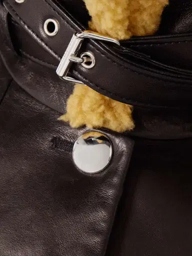 Khaite Jodie Cropped Shearling-trimmed Leather Jacket | Thumbnail 5