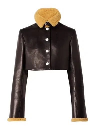 Khaite Jodie Cropped Shearling-trimmed Leather Jacket | Thumbnail 1