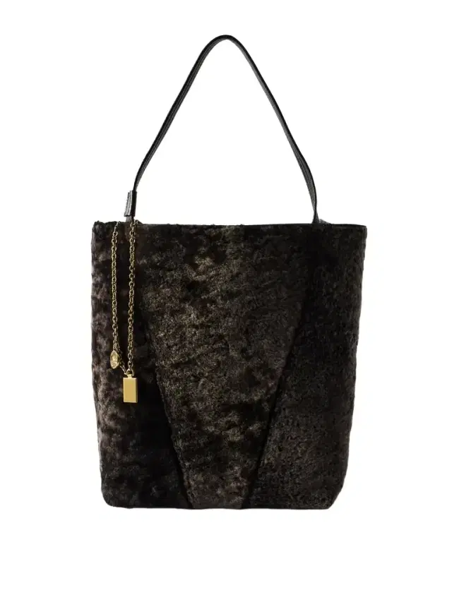 Spin Leather-trimmed Embellished Shearling Tote