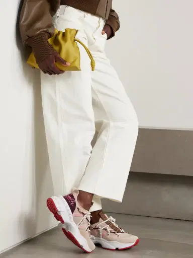 Christian Louboutin Trailnrun Studded Embroidered Velour And Suede-trimmed Stretch-knit Sneakers | Thumbnail 2 Christian Louboutin Trailnrun Studded Embroidered Velour And Suede-trimmed Stretch-knit Sneakers | Thumbnail 2