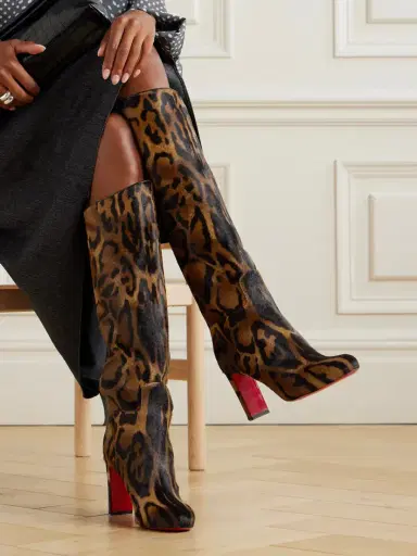 Christian Louboutin Loo Botta 85 Leopard-print Calf Hair Knee Boots | Thumbnail 2
