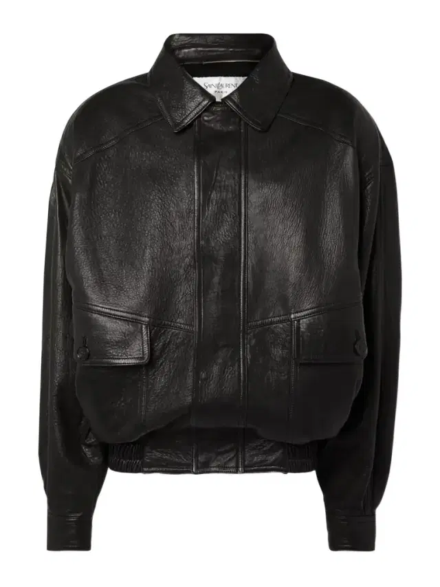 Textured-leather Bomber Jacket