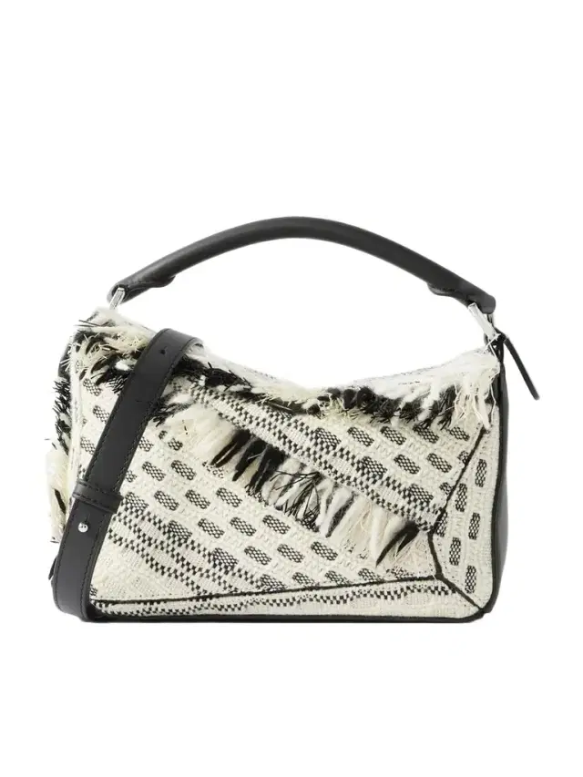 + Anni Albers Puzzle Small Leather And Fringed Jacquard Shoulder Bag