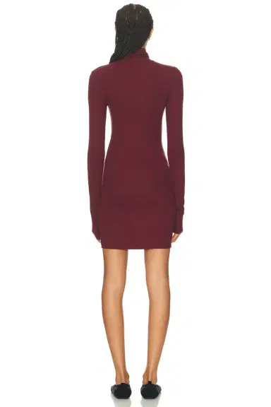 ÉTERNE Long Sleeve Ruched Turtleneck Butter Rib Mini Dress | Thumbnail 3
