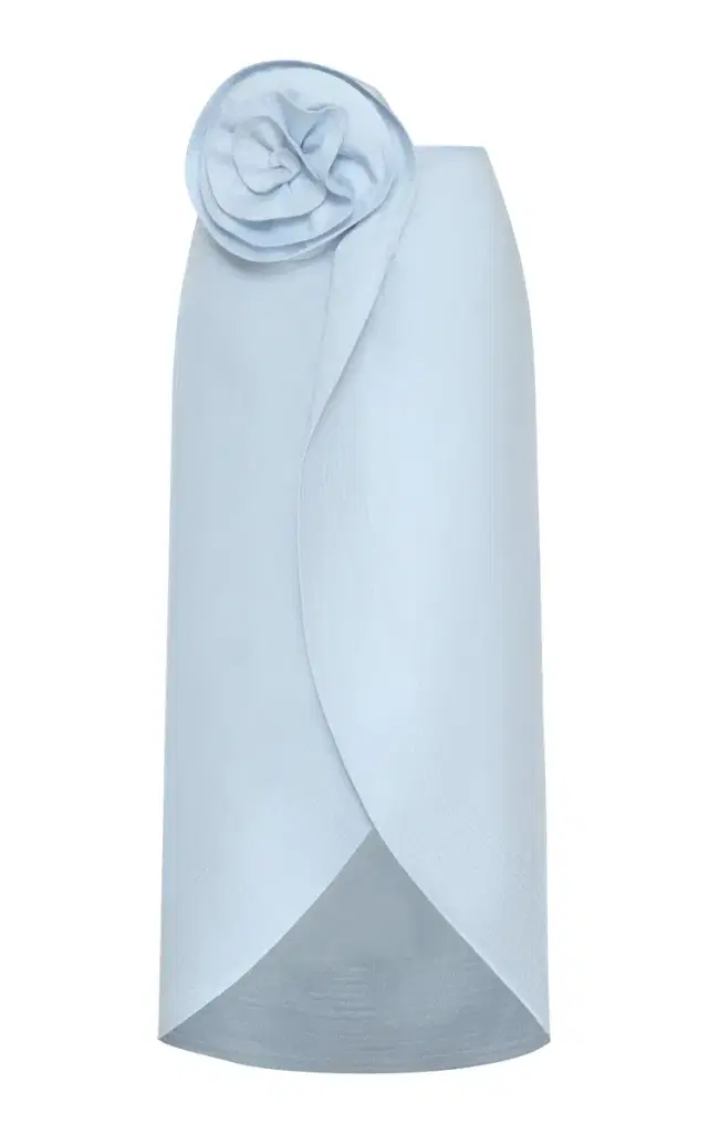 Florada Floral-Embellished Linen Midi Skirt