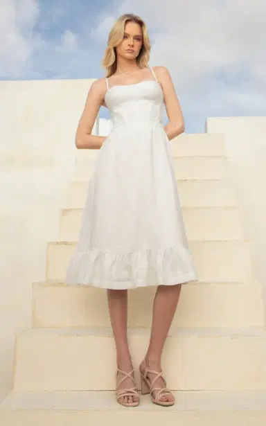 Andres Otalora Inspiras Eyelet Linen Midi Dress | Thumbnail 2